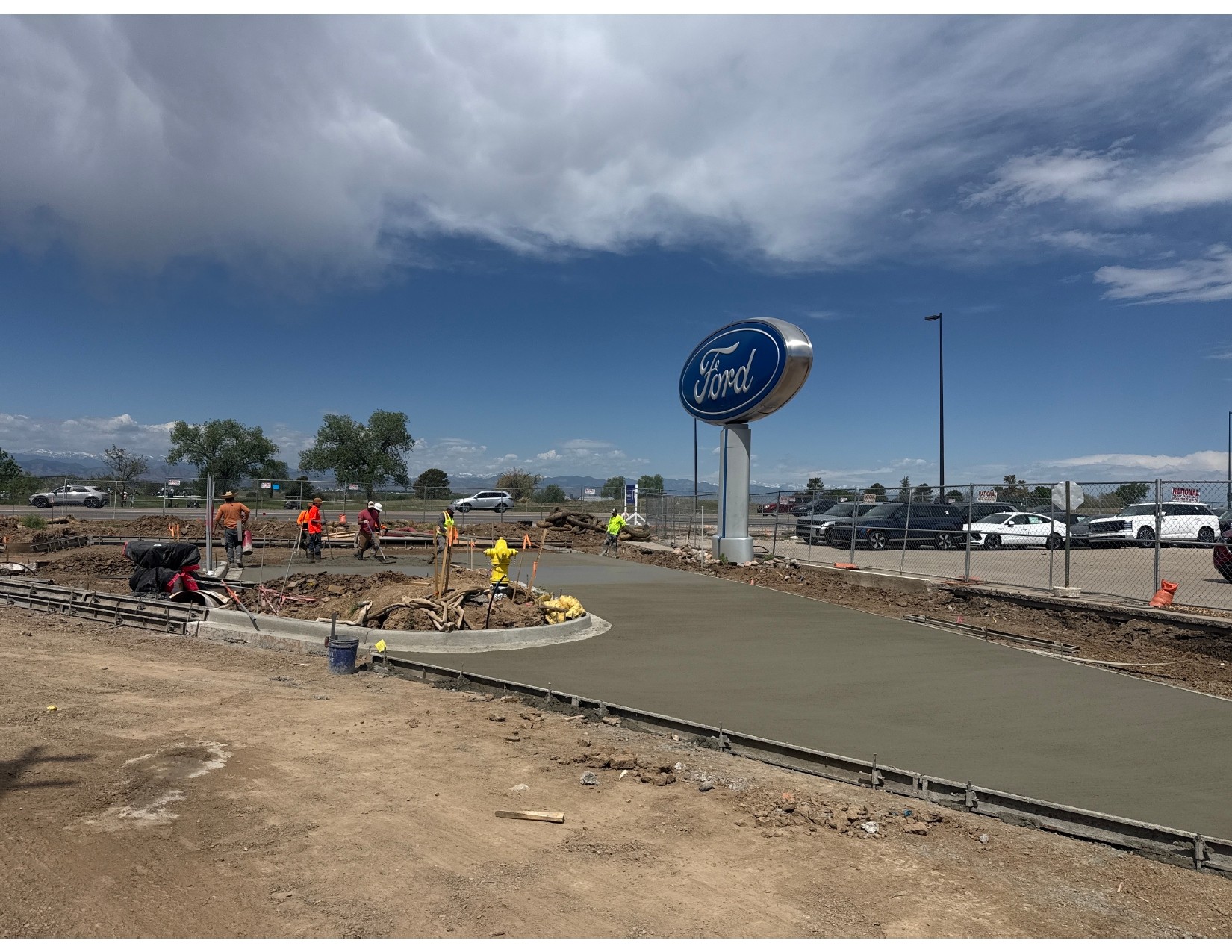 Commercial concrete work for Ford dealership, Denver CO