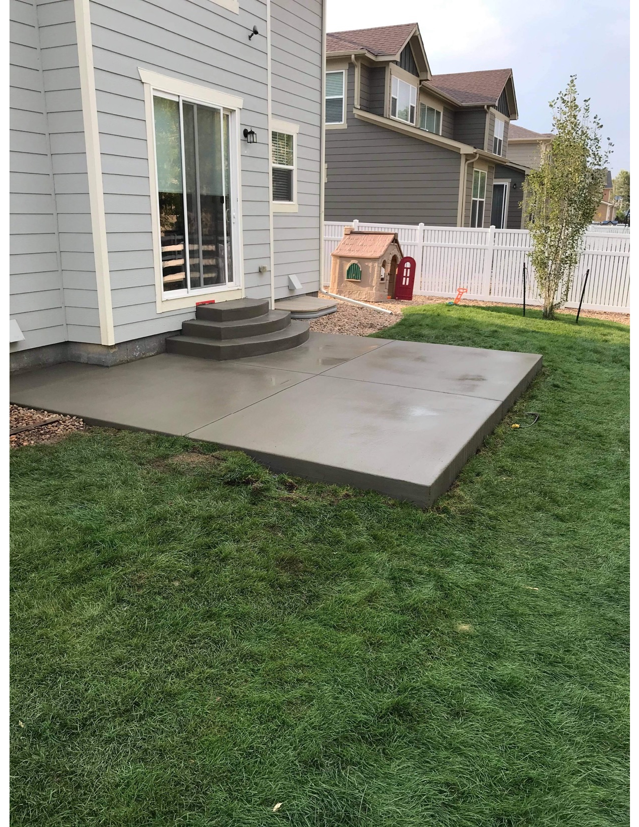Gray Patio with Steps — Residential Patio